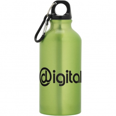 Logotrade Firmengeschenke das Foto: Oregon 400 ml Aluminium Trinkflasche mit Karabinerhaken