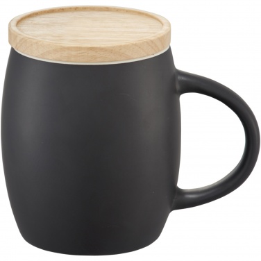 Logotrade Werbegeschenke das Foto: Hearth 400 ml Keramiktasse mit Holz Untersetzer