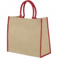 Harry farbige Jute Tragetasche 25L, Natur / Rot