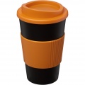 Americano® 350 ml Isolierbecher mit Schutzring, Durchgehend schwarz / orange