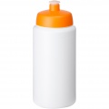 Baseline® Plus grip 500 ml Sportflasche mit Sportdeckel, Weiß / Orange