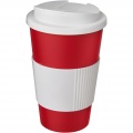 Americano® 350 ml Isolierbecher mit Schutzring & auslaufsicherem Schraubverschluss, Rot / Weiß