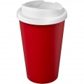 Americano® Eco 350 ml recycelter Becher mit auslaufsicherem Deckel, Rot / Weiß