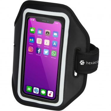 Logotrade Werbeartikel das Foto: Haile reflektierendes Smartphone Armband mit transparenter Abdeckung