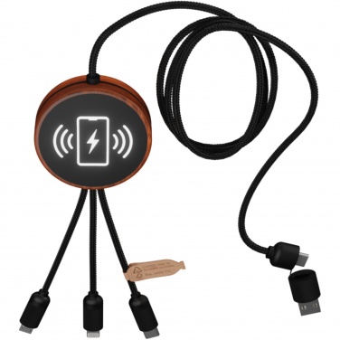 Logotrade werbemittel das Foto: SCX.design C40 5-in-1 Ladekabel aus rPET mit 10W Ladepad und Leuchtlogo