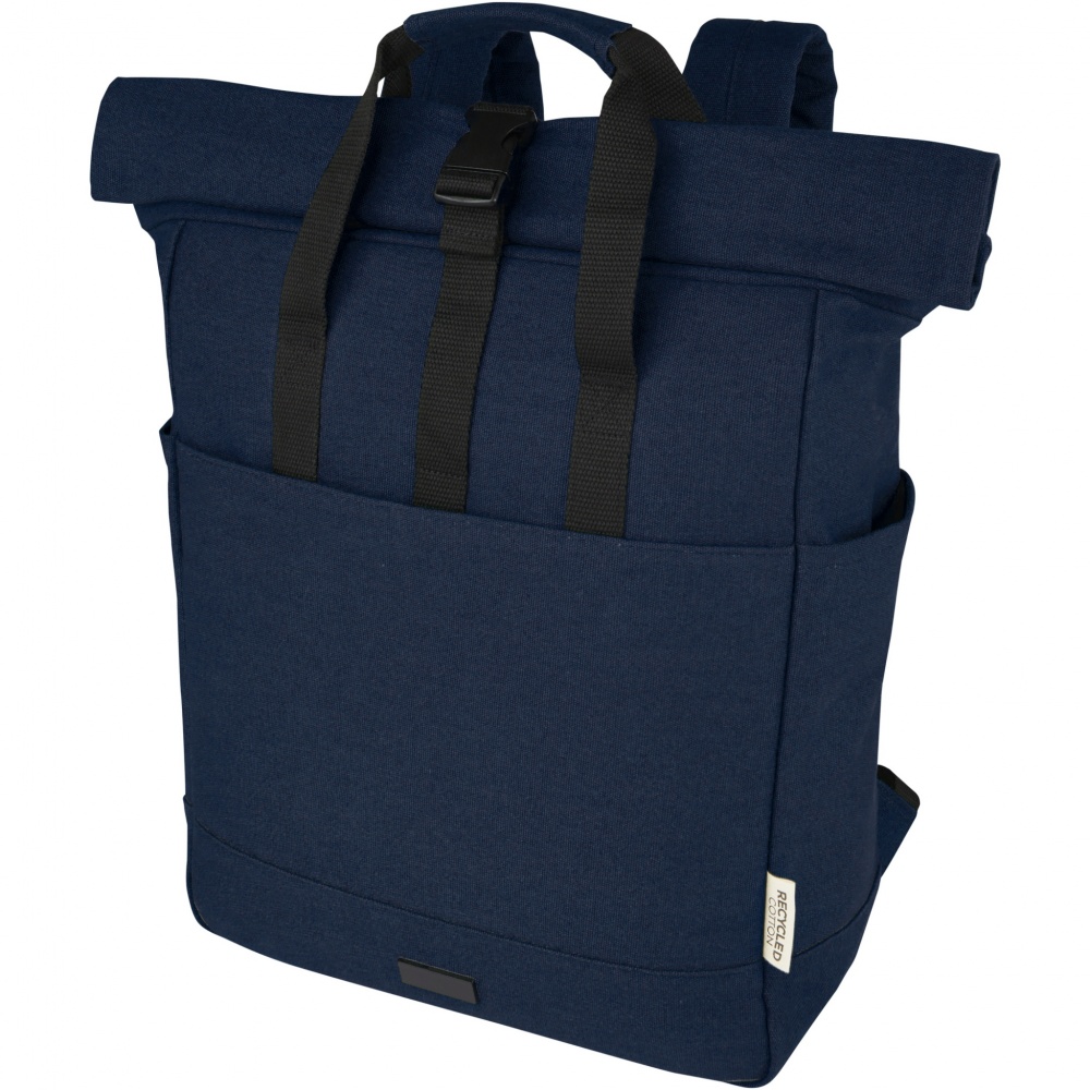 Logotrade Firmengeschenke das Foto: Joey 15" GRS Rolltop Laptoprucksack aus recyceltem Canvas 15 L