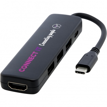 Logotrade Geschäftsgeschenke das Foto: Loop Multimedia-Adapter aus recyceltem RCS Kunststoff USB 2.0-3.0 mit HDMI-Anschluss