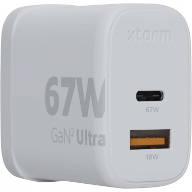 Logotrade Werbeartikel das Foto: Xtorm XEC067G GaN² Ultra 67 W Wandladegerät mit UK-Stecker