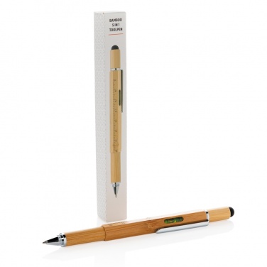 Logotrade Firmengeschenke das Foto: 5-in-1 Bambus Tool-Stift