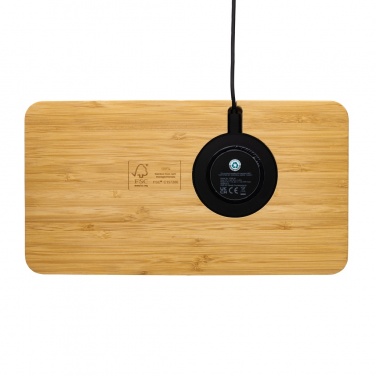 Logotrade Logogeschenke das Foto: Bambus Desk Organizer mit 10W Wireless Charger