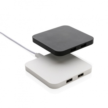 Logotrade Logogeschenke das Foto: 10W Wireless Charger aus RSC recycl. Kunststoff mit Dual-USB