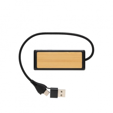 Logotrade Werbeartikel das Foto: Link Dual Input USB Hub aus RCS rec. Kunststoff und Bambus