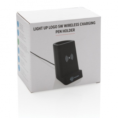 Logotrade Logogeschenke das Foto: Light Up Logo 5W Wireless Charging Stiftehalter