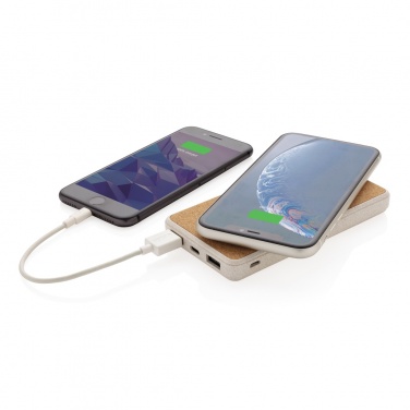 Logotrade Werbeartikel das Foto: Kork und Weizen 8.000 mAh Wireless Powerbank