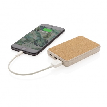 Logotrade Firmengeschenke das Foto: Kork und Weizen 5.000 mAh Pocket-Powerbank