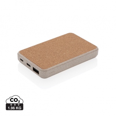 Logotrade Geschäftsgeschenke das Foto: Kork und Weizen 5.000 mAh Pocket-Powerbank