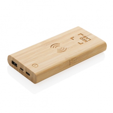 Logotrade Werbegeschenke das Foto: 8.000mAh Bambus-Wireless-Powerbank