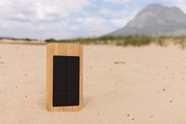 Logotrade Geschäftsgeschenke das Foto: Sunwick 10.000mah Bambus Solar Powerbank