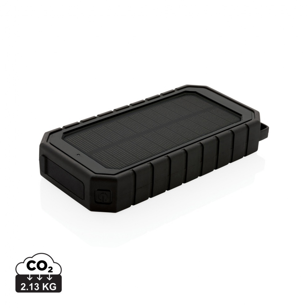 Logotrade Logogeschenke das Foto: 10.000 mAh Solar-Powerbank mit 10W Wireless aus RCS Plastik