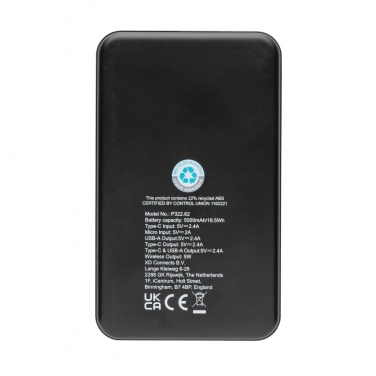 Logotrade Werbegeschenke das Foto: 5.000mAh 5W Wireless Powerbank aus RCS recyceltem Kunststoff