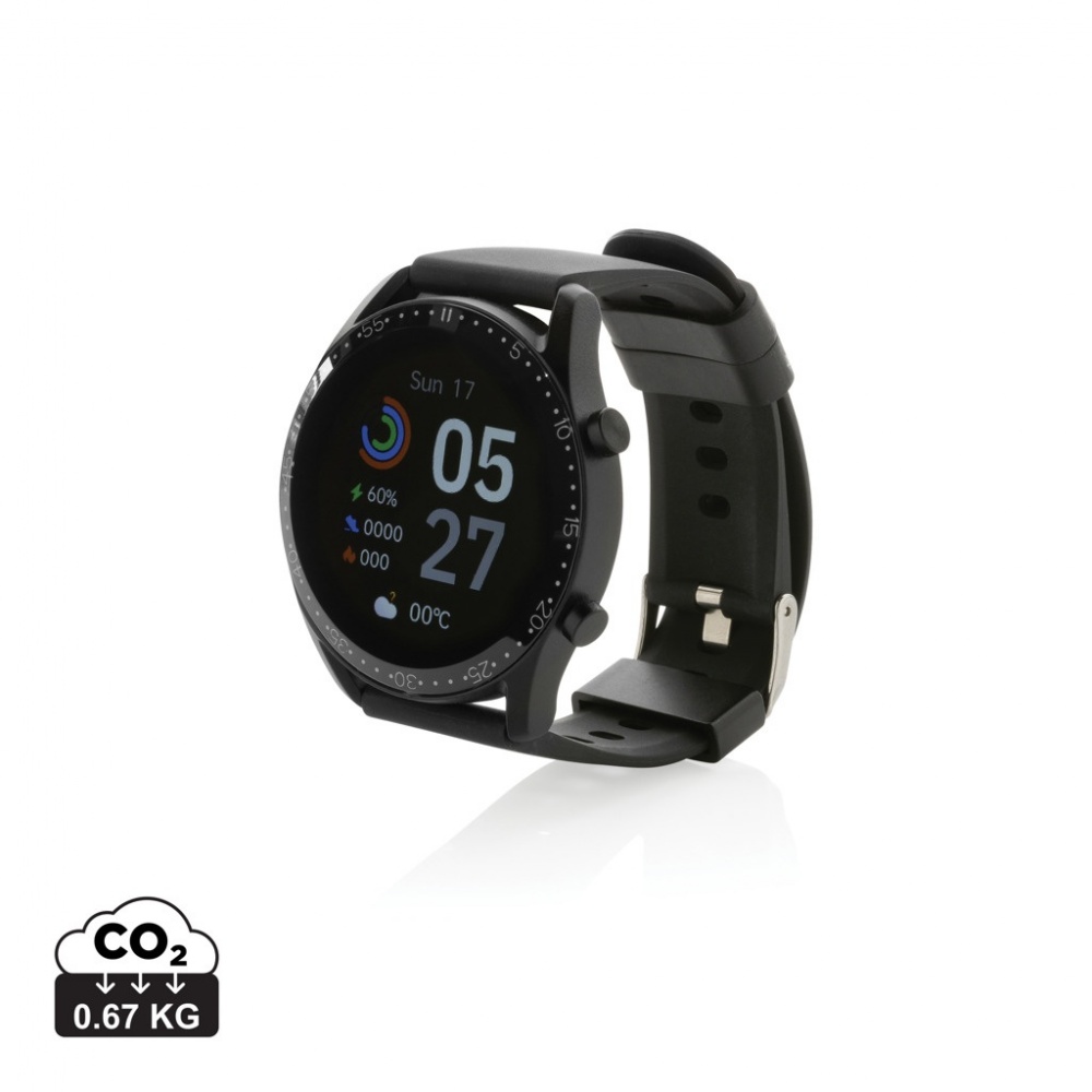 Logotrade Geschäftsgeschenke das Foto: Runde Fit Watch aus RCS recyceltem TPU