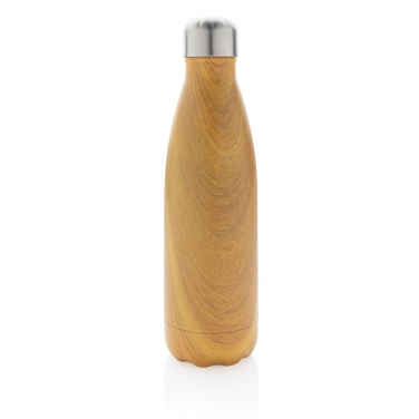 Logotrade Firmengeschenke das Foto: Vakuumisolierte Stainless Steel Flasche mit Holzoptik