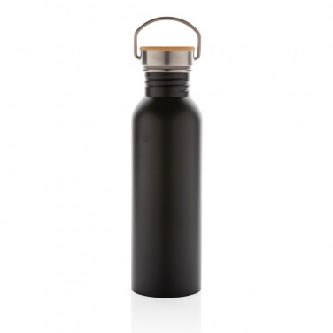 Logotrade Logogeschenke das Foto: Moderne Stainless-Steel Flasche mit Bambusdeckel