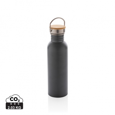 Logotrade Geschäftsgeschenke das Foto: Moderne Stainless-Steel Flasche mit Bambusdeckel