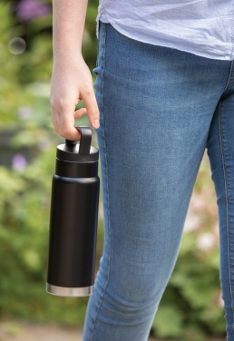 Logotrade Firmengeschenke das Foto: Auslaufsichere Vakuum-Flasche mit Tragegriff