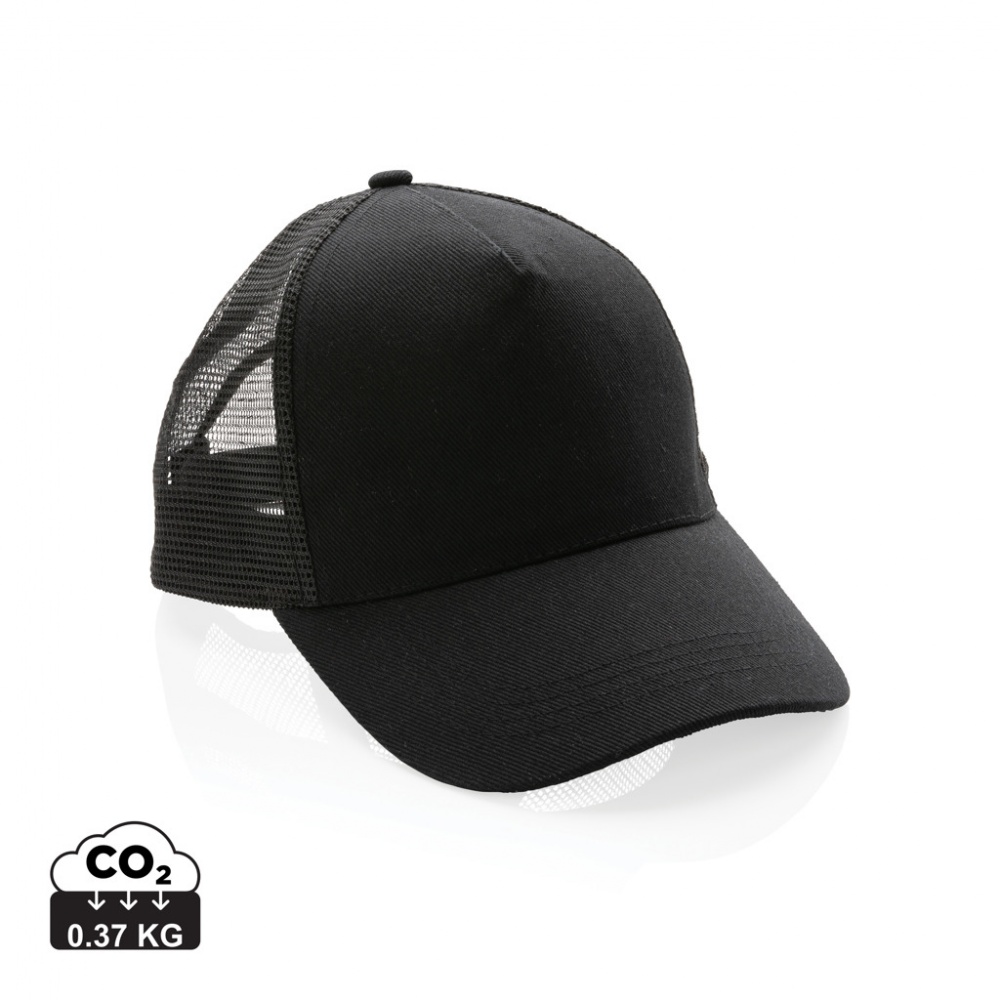 Logotrade Werbeartikel das Foto: Impact AWARE™ 190gr Brushed rCotton 5 Panel Trucker-Cap