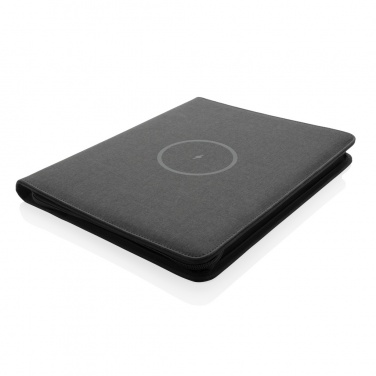 Logotrade Logogeschenke das Foto: Air 5W Wireless Charging Portfolio A4 mit 5.000mAh Powerbank