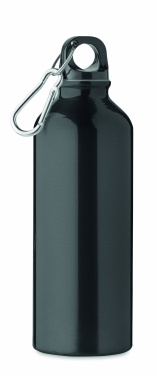 Logotrade Firmengeschenke das Foto: Einwandige 500-ml-Wasserflasche aus recyceltem Aluminium mit Karabiner