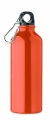 Einwandige 500-ml-Wasserflasche aus recyceltem Aluminium mit Karabiner, Orange