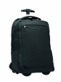 Ein tragbarer Rucksack-Trolley mit Rädern, hergestellt aus 600D RPET-Polyester., Schwarz