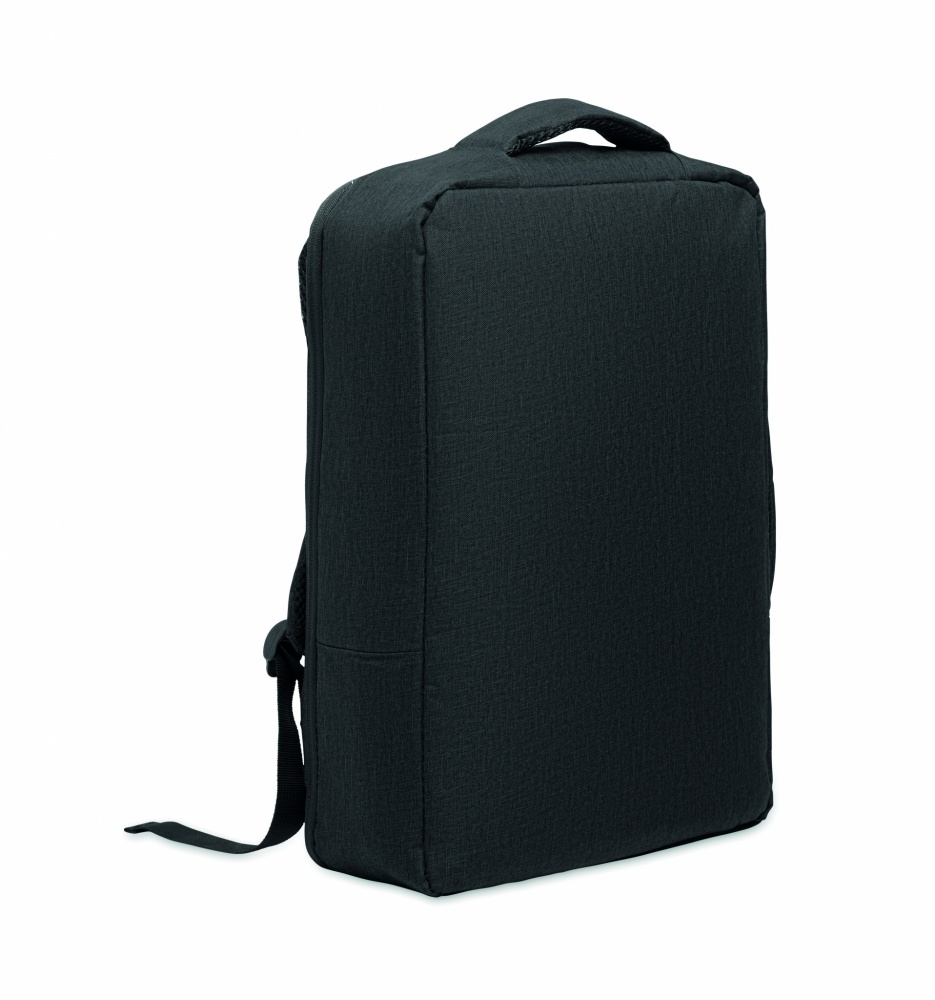 Logotrade Firmengeschenke das Foto: Ein sicherer 15-Zoll-Laptop-Rucksack aus 300D RPET mit einer 210D RPET-Fütterung und individuell anpassbarem Druck