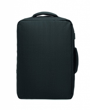 Logotrade Geschäftsgeschenke das Foto: Ein sicherer 15-Zoll-Laptop-Rucksack aus 300D RPET mit einer 210D RPET-Fütterung und individuell anpassbarem Druck