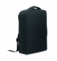 Ein sicherer 15-Zoll-Laptop-Rucksack aus 300D RPET mit einer 210D RPET-Fütterung und individuell anpassbarem Druck, Schwarz