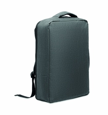 Logotrade Geschäftsgeschenke das Foto: Ein sicherer 15-Zoll-Laptop-Rucksack aus 300D RPET mit einer 210D RPET-Fütterung und individuell anpassbarem Druck