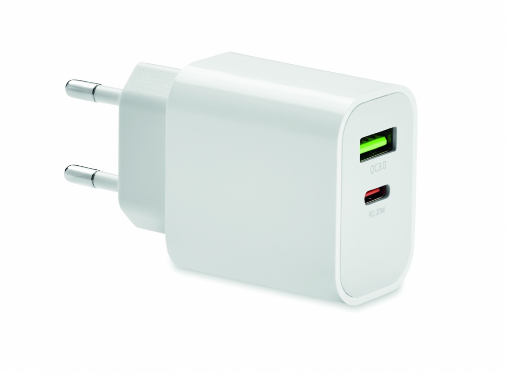 Logotrade werbemittel das Foto: 18W 2-Port USB-Ladegerät EU-Ste