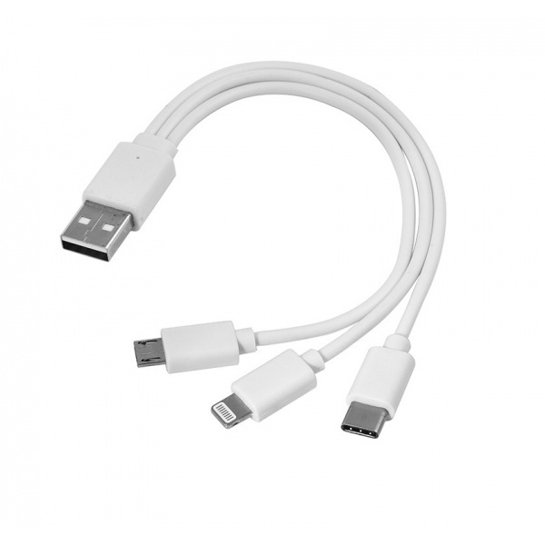 Logotrade Logogeschenke das Foto: 3-in-1-USB-Kabel Typ C + Micro-USB + Lightning