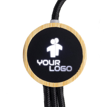 Logotrade werbemittel das Foto: 3-in-1-Kabel mit elighted-Logo im Holzgehäuse, LH-ZMU06