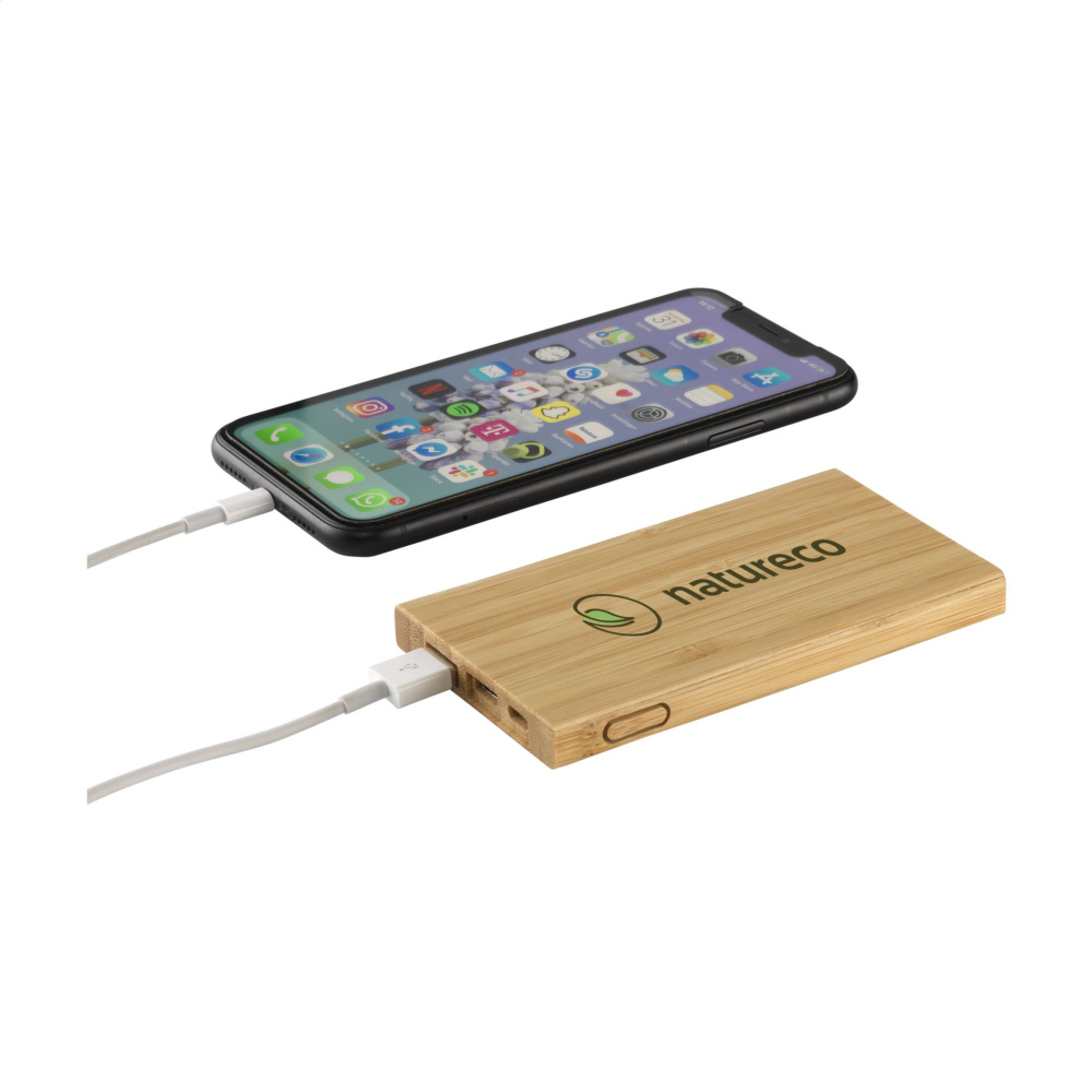 Logotrade Werbeartikel das Foto: Bamboo 4000 Powerbank externes Ladegerät