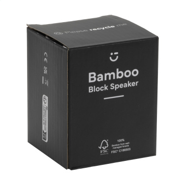 Logotrade Geschäftsgeschenke das Foto: Bamboo Block-Lautsprecher mit kabellosem Ladegerät