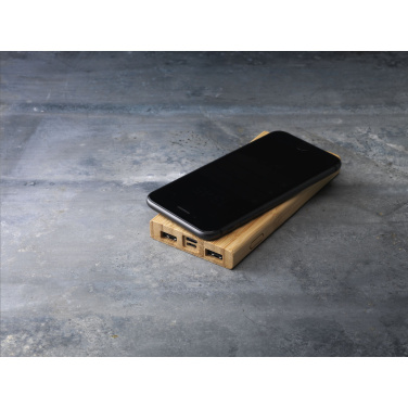 Logotrade Werbeartikel das Foto: Bamboo 8000 Wireless Powerbank kabelloses Ladegerät