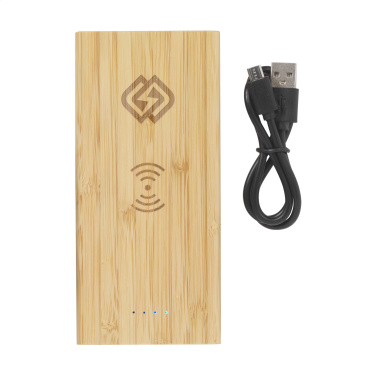 Logotrade Werbegeschenke das Foto: Bamboo 8000 Wireless Powerbank kabelloses Ladegerät