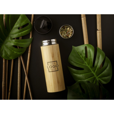 Logotrade Werbeartikel das Foto: Sakura 360 ml Bambus Thermoflasche/Thermobecher