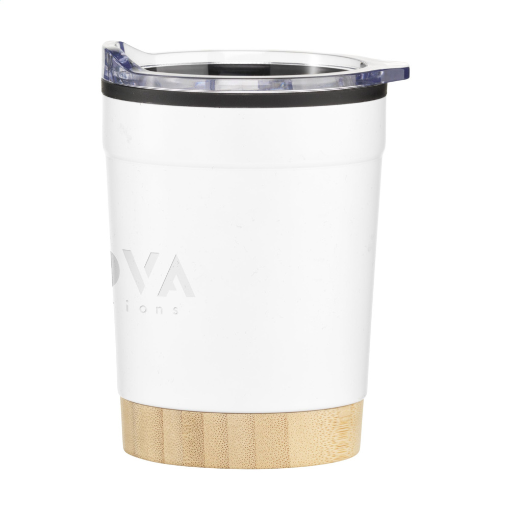 Logotrade Geschäftsgeschenke das Foto: Kobe Bamboo RCS Kaffeetasse aus recyceltem Stahl, 350 ml