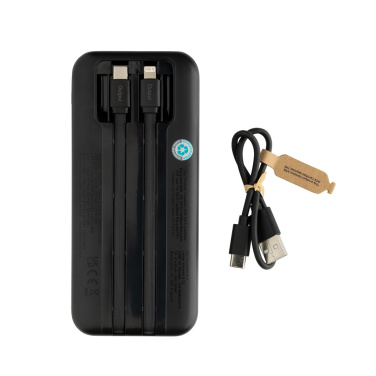 Logotrade Werbegeschenke das Foto: Turbopack 10000mAh Powerbank mit integr. Kabeln aus RCS rABS