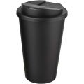 Americano® Eco 350 ml recycelter Becher mit auslaufsicherem Deckel, Durchgehend schwarz / Durchgehend schwarz