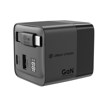 Logotrade Firmengeschenke das Foto: Urban Vitamin Mendocino 65W GaN-Charger mit einziehb. Kabel